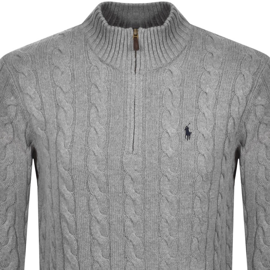Ralph Lauren Half Zip Cable Knit Jumper Grey | Mainline Menswear