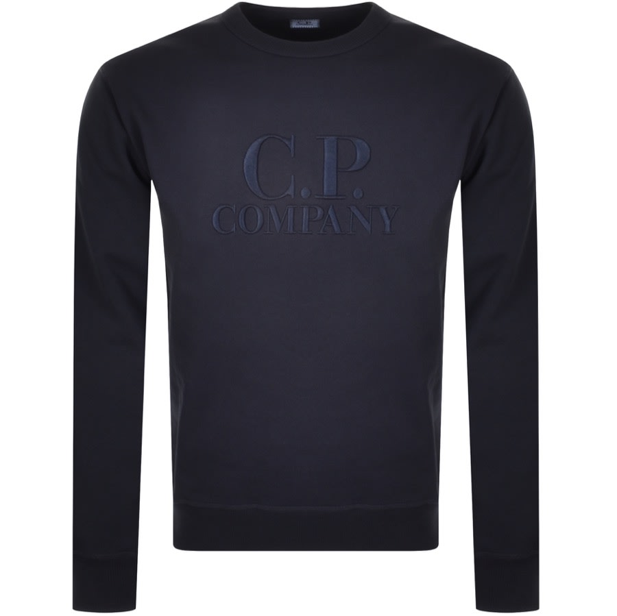 Cp Company Logo Neck Sweatshirt Navy Mainline Menswear United States