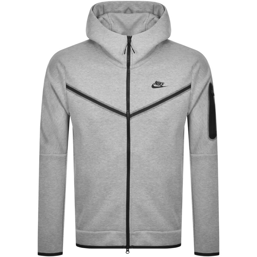 nike tech fleece hoodie grey and white