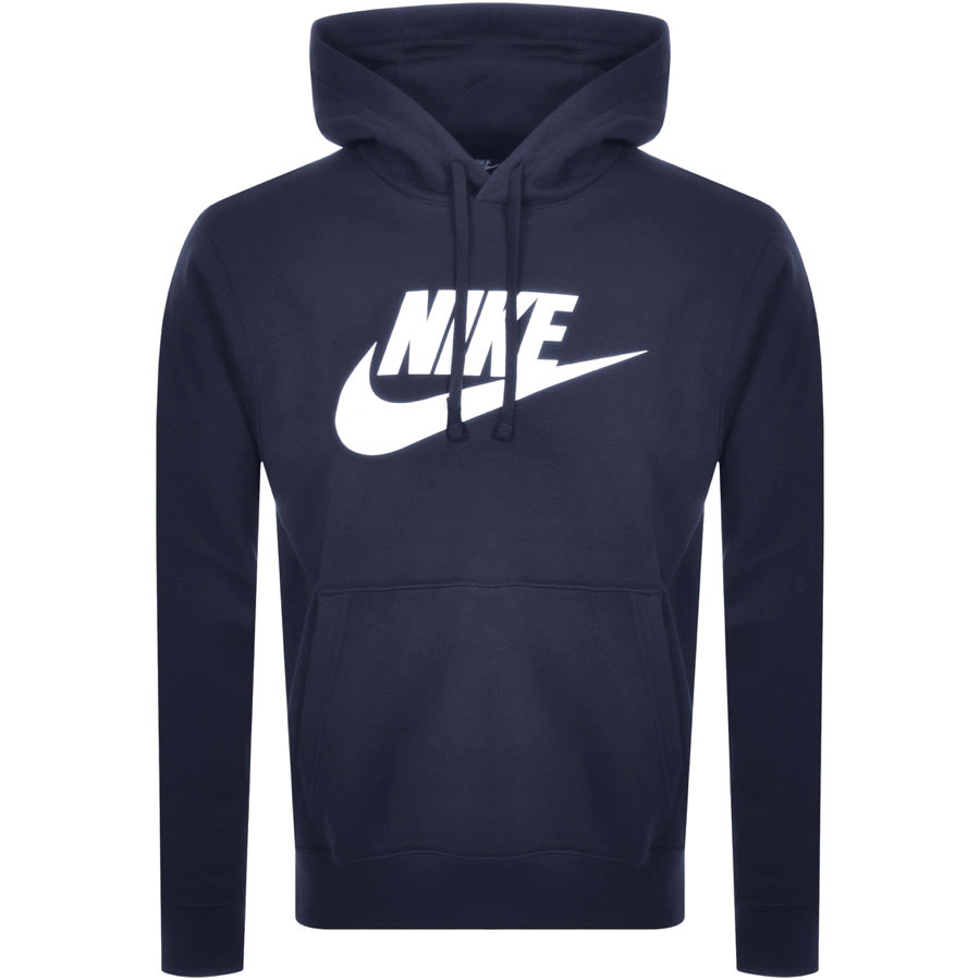 nike pullover hoodie with swoosh logo in navy