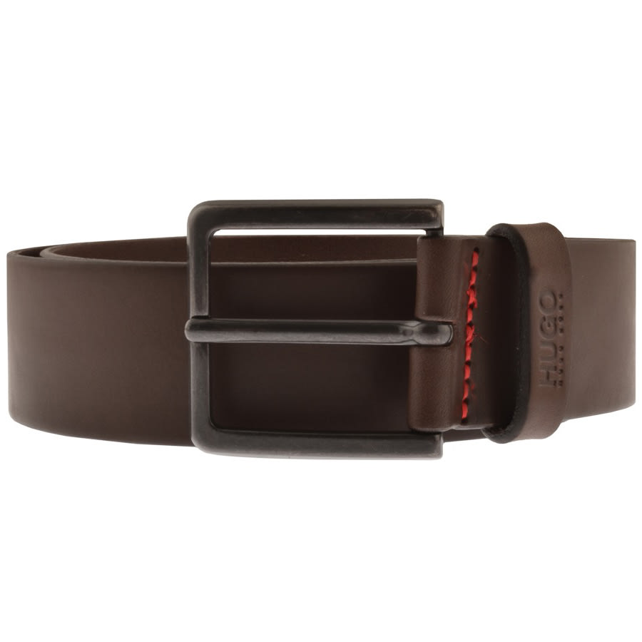 HUGO Gionio Leather Belt Brown | Mainline Menswear United States