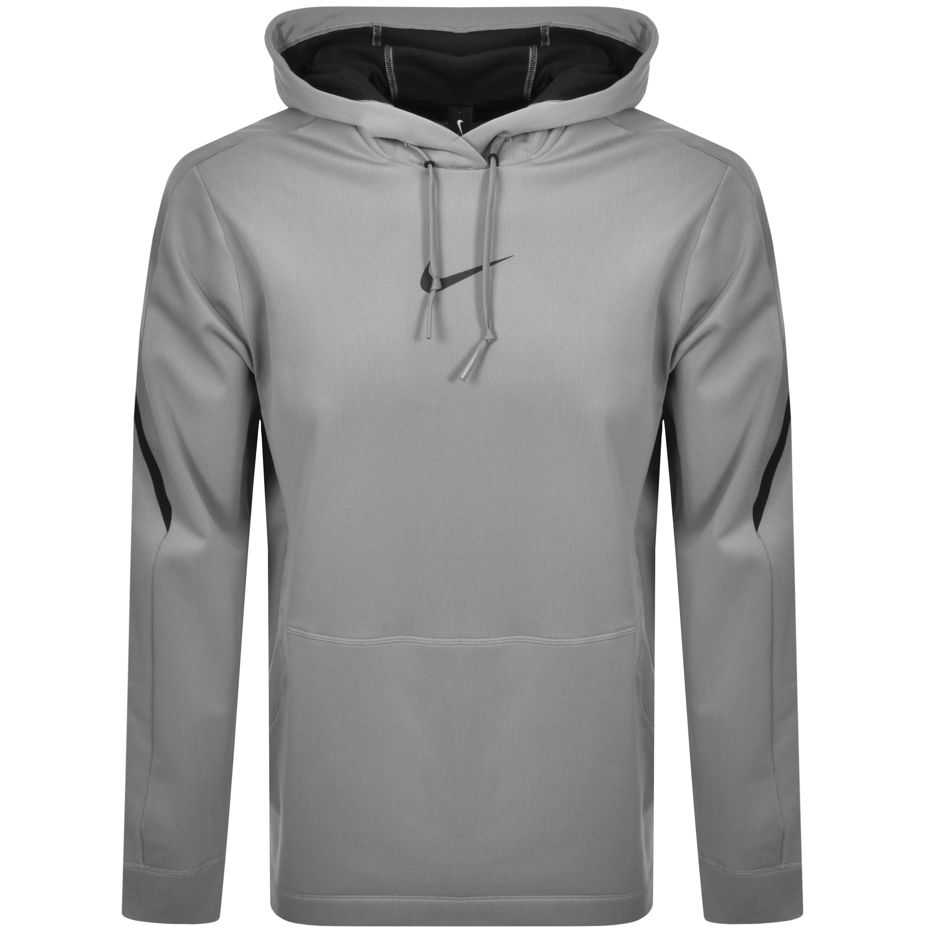 grey nike hoodie black logo