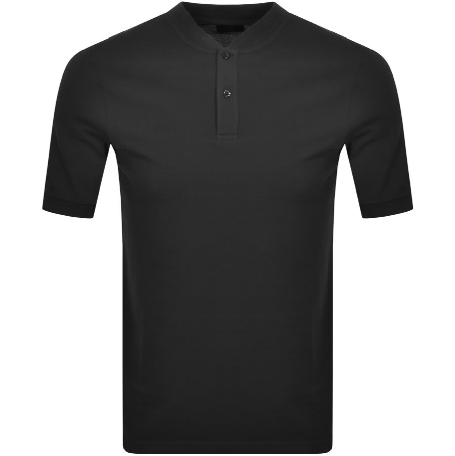 black polo shirt grandad collar