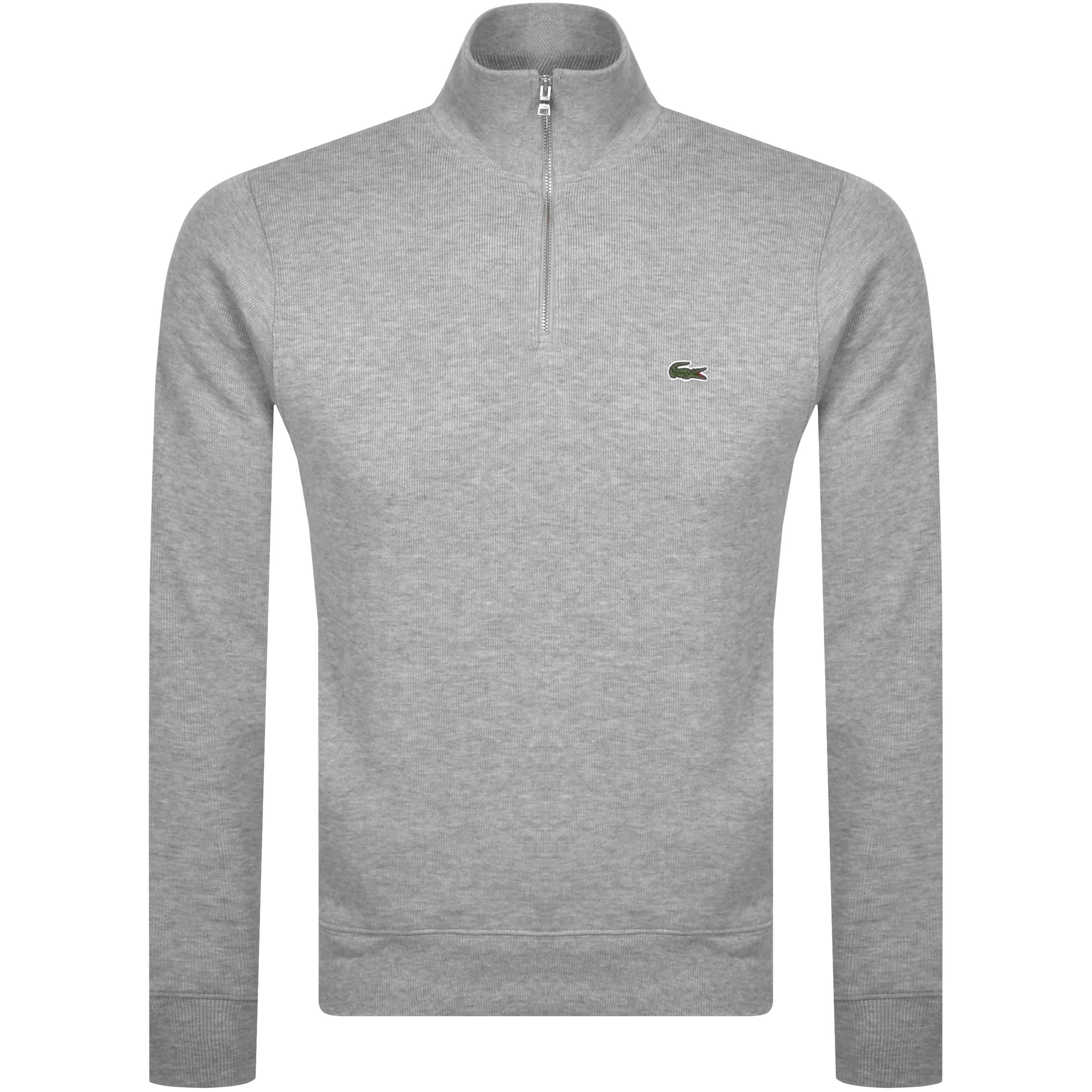 Lacoste Half Zip Logo Sweatshirt Grey 
