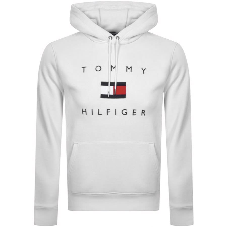 white tommy hilfiger logo hoodie 