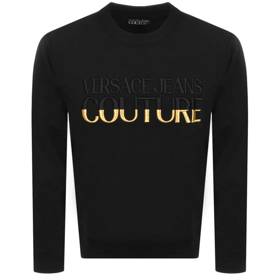 versace jeans crew neck logo sweatshirt black