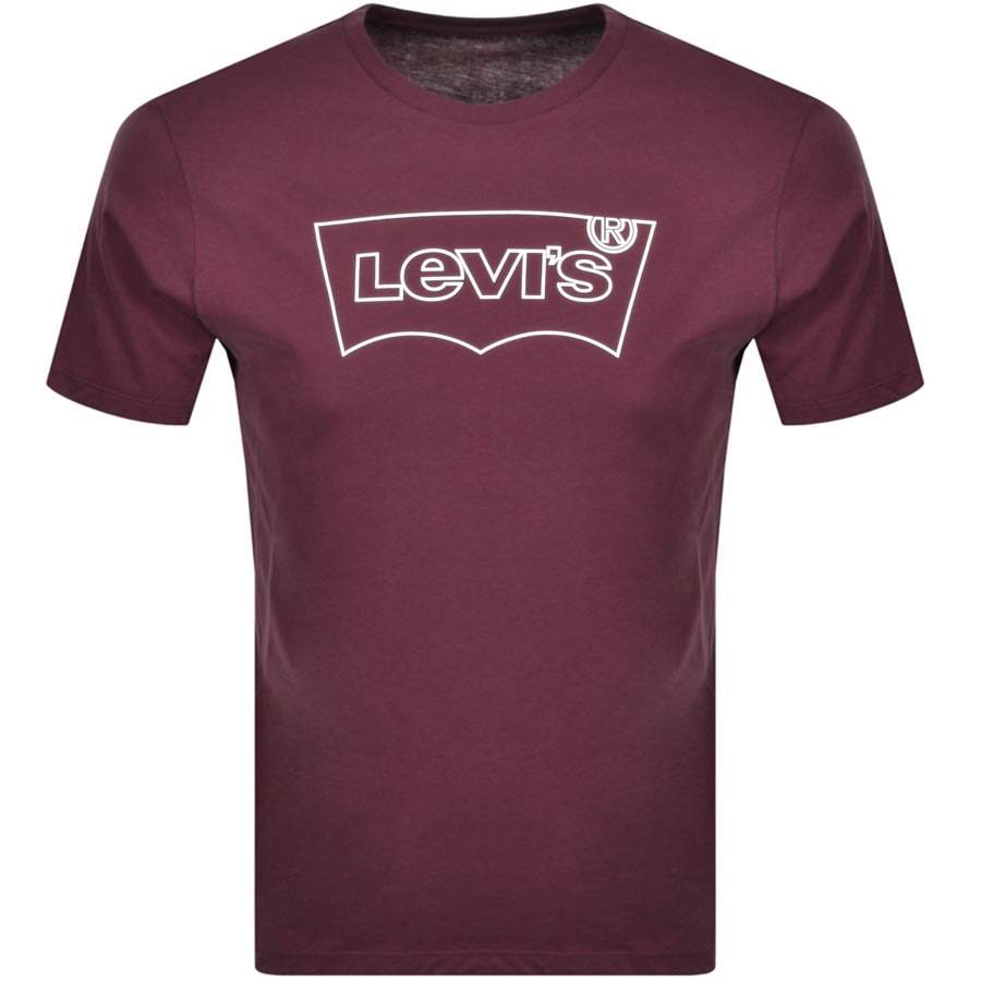 Levis Logo Crew Neck T Shirt Burgundy 