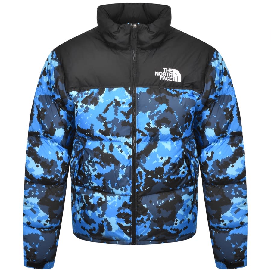 blue camo north face coat