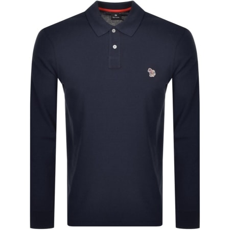 Product image for Paul Smith Long Sleeved Polo T Shirt Navy