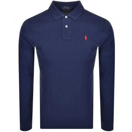 Product image for Ralph Lauren Long Sleeved Polo T Shirt Navy