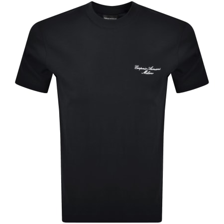 Product image for Emporio Armani Embroidered Logo T Shirt Navy