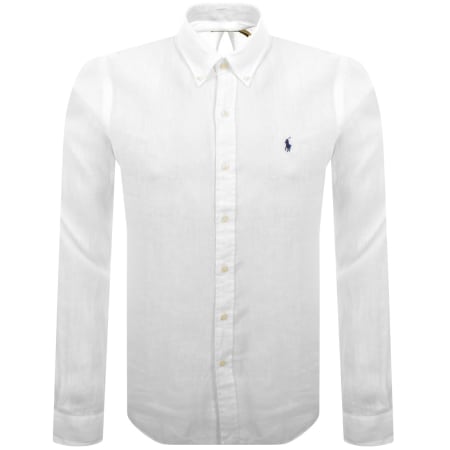 Product image for Ralph Lauren Linen Long Sleeve Shirt White