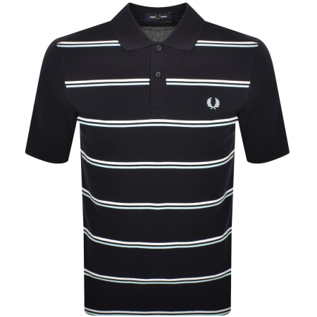 Product image for Fred Perry Striped Polo T Shirt Navy