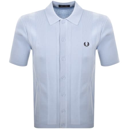 Product image for Fred Perry Button Through Knit Polo Shirt Blue