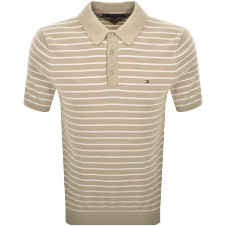 Product image for Tommy Hilfiger Knit Striped Polo T Shirt Beige