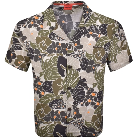 Product image for HUGO Relaxed Short Sleeve Beach Shirt Green