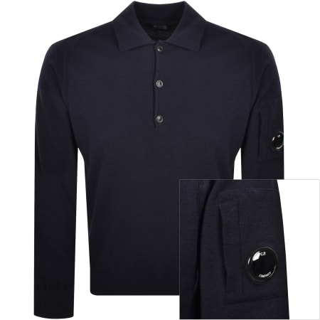 Product image for CP Company Wool Knit Polo Total Eclipse