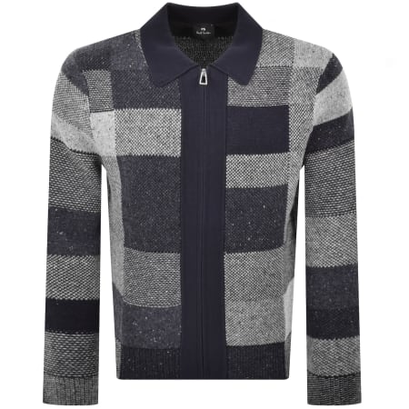 Product image for Paul Smith Patchwork Full Zip Cardigan Navy