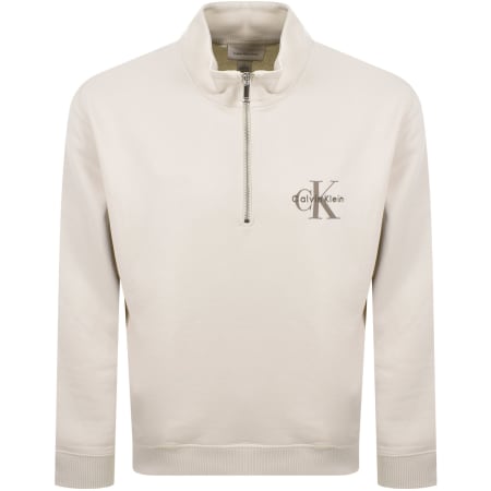 Product image for Calvin Klein Jeans Half Zip Sweatshirt Chalk