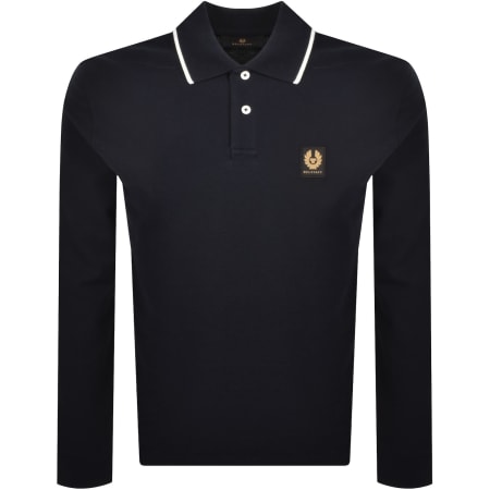 Product image for Belstaff Long Sleeve Polo T Shirt Navy