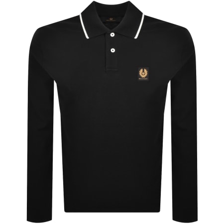Product image for Belstaff Long Sleeve Polo T Shirt Black