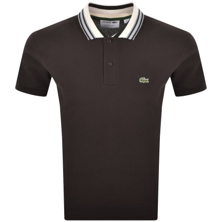 Product image for Lacoste Contrast Collar Polo T Shirt Brown