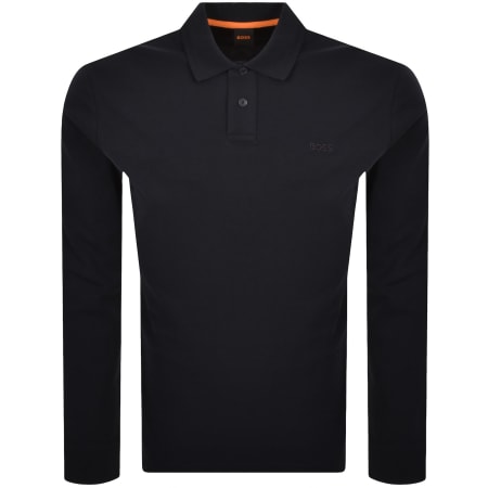 Product image for BOSS Interlock Long Sleeved Polo Dark Blue