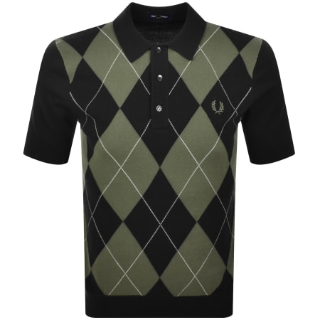 Product image for Fred Perry Argyle Knit Polo Black