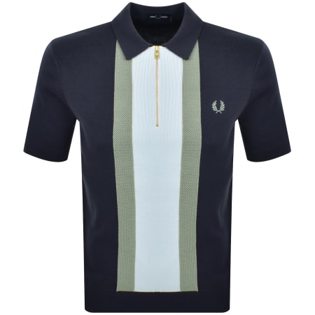 Product image for Fred Perry Striped Knit Polo Navy