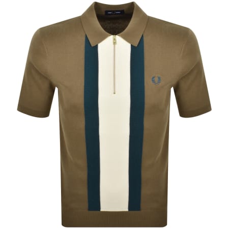Product image for Fred Perry Striped Knit Polo Brown
