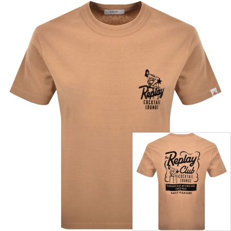 Product image for Replay Flock Graphic T Shirt Brown