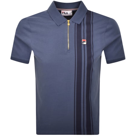 Product image for Fila Vintage Dario Zip Polo T Shirt Blue
