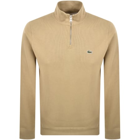 Product image for Lacoste Quarter Zip Knit Sweatshirt Beige