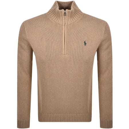 Product image for Ralph Lauren Half Zip Knit Jumper Bronze