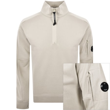 Product image for CP Company Quarter Zip Sweatshirt Cream