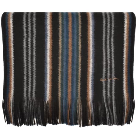 Product image for Paul Smith Stripe Wool Scarf Black