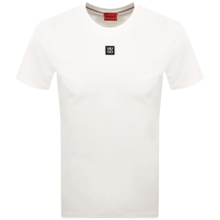 Product image for HUGO Dalile Stacked Logo T Shirt Natural White