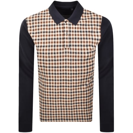 Product image for Aquascutum Check Front Polo Navy