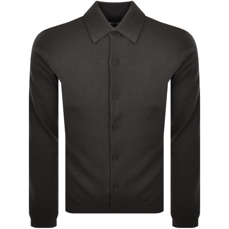 Product image for Emporio Armani Wool Button Through Polo Raven Grey