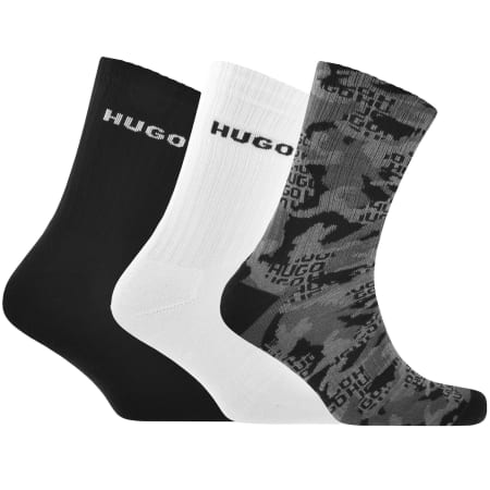 Product image for HUGO 3 Pack Rib Camo Logo Socks Multi