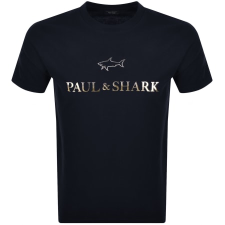 Product image for Paul And Shark Printed Logo T Shirt Navy