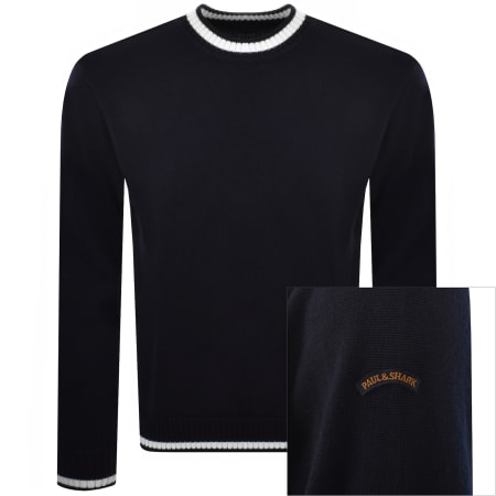 Product image for Paul And Shark Moon Badge Knit Jumper Navy