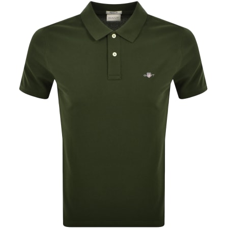 Product image for Gant Regular Fit Shield Pique Polo T Shirt Green