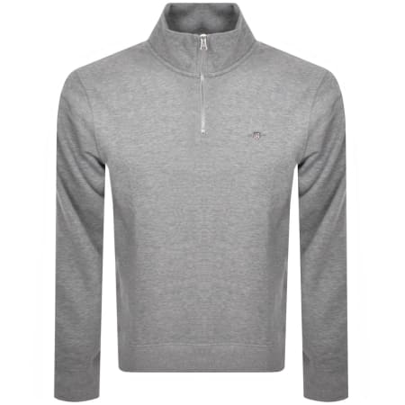 Product image for Gant Shield Logo Half Zip Sweatshirt Grey