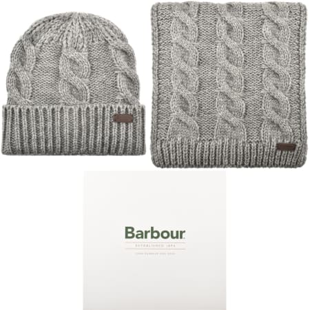 Product image for Barbour Beanie and Scarf Gift Set Grey