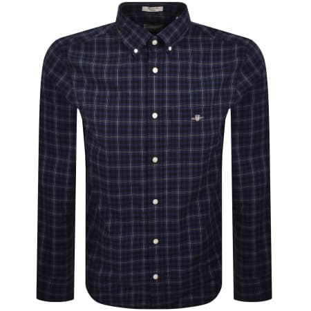 Product image for Gant Long Sleeved Poplin Check Shirt Blue