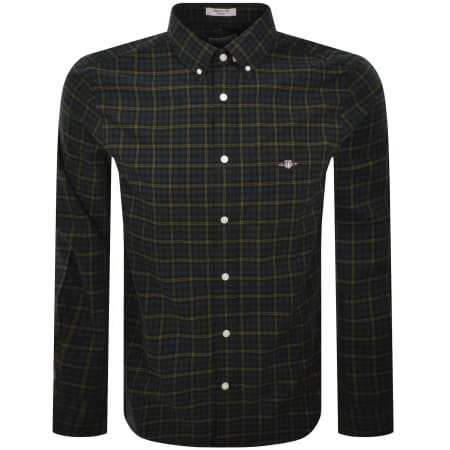 Product image for Gant Long Sleeved Poplin Check Shirt Green