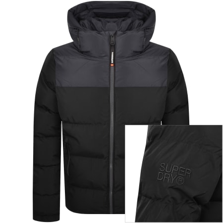 Product image for Superdry Colour Block Hooded Puffer Jacket Black