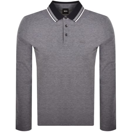 Product image for BOSS Pittman Long Sleeved Polo T Shirt Navy