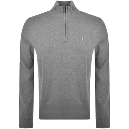 Product image for Tommy Hilfiger Quarter Zip Jumper Grey